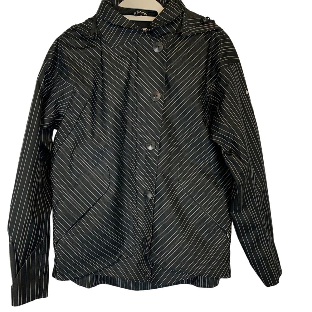 Columbia Ski Jacket Womens M Black Good Pinstripe Titanium Interchange‎ Shell